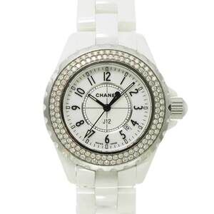 CHANEL J12 33mm H0967 Women's Diamond Bezel Date White Ceramic Quartz Watch